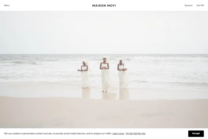 Screenshot of Maison Moyi website