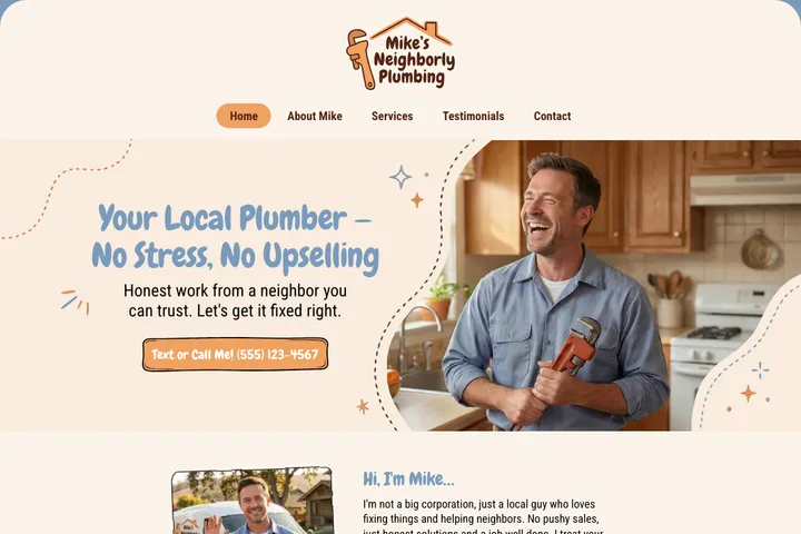 Friendly plumber website design